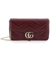 Gucci - 'Gg Marmont 2.0' Bordeaux Mini Crossbody Bag With Double G - Lyst
