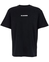 Jil Sander - Crewneck T-Shirt With Logo Lettering On The Front - Lyst