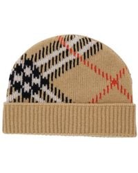 Burberry - Berretto Con Tesa Con Risvolto E Motivo Check - Lyst