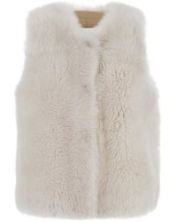 Suprema - Shearling Vest With Collar And Front Closure For - Lyst