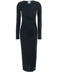 Isabel Marant - 'Jelina' Midi Dress With Round Neck And Ruched Details - Lyst