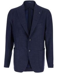 Tagliatore - Single-Breasted Jacket With Peak Revers And Brooch On The Front - Lyst