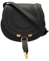 Chloé - Borsa a bisaccia 'small marcie' in pelle nera donna - Lyst