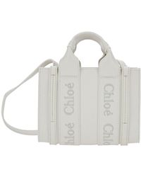 Chloé - 'Mini Woody' Handbag With Tonal Logo Embroidery - Lyst