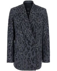 Pinko - Double-Breasted Jacket With Jaguar Embellishment With Rhine - Lyst