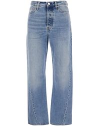 TOTEME - Jeans A Vita Alta Con Cucitura Intrecciata E Patch Logo Sul Ret - Lyst