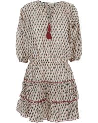 M.A.B.E - Dress With V-Neck On The Front And All-Over Printed Mo - Lyst