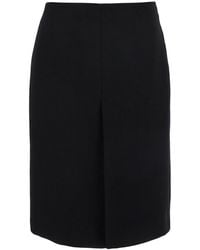 Gucci - High Waist Skirt With Logo Lettering On Waist And Zip Puller - Lyst