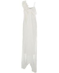 Alberta Ferretti - Abito Lungo Con Dettaglio Con Ruches E Scollo Asimmet - Lyst