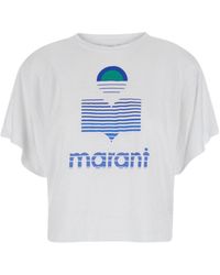 Isabel Marant - T-Shirt Kynanza Con Stampa Logo Bianca - Lyst