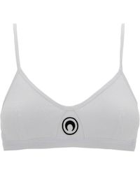 Marine Serre - White Bra With Contrasting Logo Detail In Ribbed Cotton Woman - Lyst