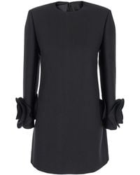 Valentino - Abito Corto Girocollo Con Dettaglio Floreale - Lyst