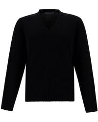 GAUDENZI - Sweater With V-Neck And Ribbed Finishes - Lyst