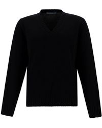 GAUDENZI - Sweater With V Neck And Ribbed Trims - Lyst
