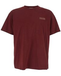 Givenchy - Bordeaux T-Shirt With Logo Patch On The Chest - Lyst