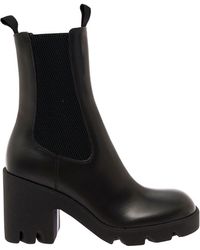 Burberry - Black Chelsea Boots With Platform And Elastic Inserts In Leather - Lyst