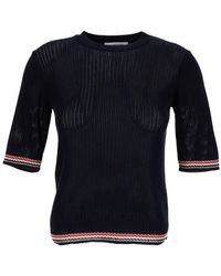 Thom Browne - Pointelle-knit T-shirt - Lyst