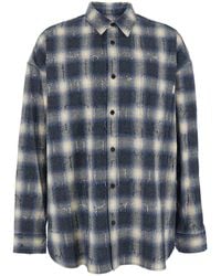 Juun.J - Shirt With Classic Collar And All-Over Check Motif I - Lyst