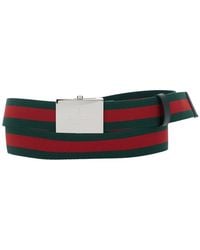 Gucci - Cintura Con Motivo Web E Placca Con Logo Sul Fronte - Lyst