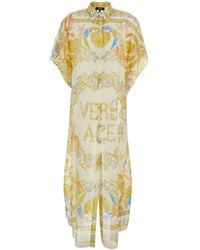 Versace - Abito Con Colletto A Punta E Stampa Underwater Barocco All-Ove - Lyst