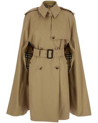 Burberry - 'Bellemont' Cape With Classic Collar And Front Belt - Lyst