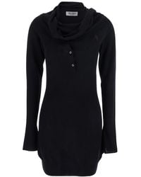 The Attico - Mini Dress With Cowl Neck And Flared Sleeves - Lyst