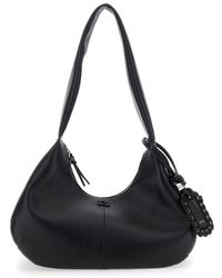 Ganni - 'Bou Bag Hobo Medium' Shoulder Bag With Shoulder Strap And Removable Logo Patch - Lyst