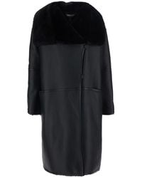 TOTEME - Coat With Removable Fur Collar And Button Closure On The - Lyst
