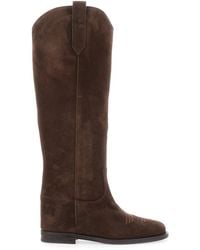 Via Roma 15 - Pointed Boots With Western-Style Shaft And Stitching - Lyst