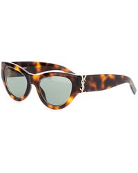 Saint Laurent - Sunglasses With Thick Frame And Tortoiseshell Print - Lyst
