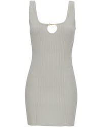 Jacquemus - 'la Mini Robe Sierra' Mini White Dress With Cut-out And Logo In Ribbed Viscose Blend Woman - Lyst