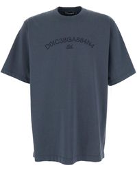 Dolce & Gabbana - T-Shirt Girocollo Con Ricamo Logo Tono Su Tono - Lyst