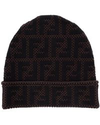 Fendi - Ff Man's Black And Wool Hat - Lyst