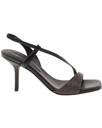 Brunello Cucinelli - Slingabck Sandals With Monile Embellishment - Lyst
