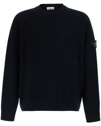 Stone Island - Crew Neck Sweater With Logo Patch On The Sleeve In - Lyst