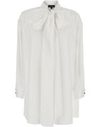 Emporio Armani - Cotton Long Sleeve Button-Front Shirt With Chest Logo - Lyst