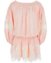 Miss June - 'Laurel' Dress With Boat Neckline And All-Over Lace Det - Lyst