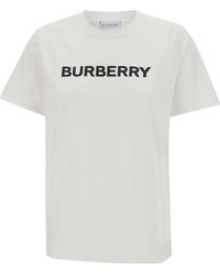 Burberry - T-Shirt Girocollo Con Stampa Logo A Contrasto - Lyst