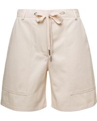 Moncler - Bermuda Shorts With Branded Drawstring And Oversized Pockets In Cotton Woman - Lyst
