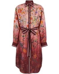 Gucci - Printed Silk Twill Shirt Dress - Lyst