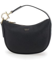 Ferragamo - Handbag With Top Handle With Gancini And Embossed Logo Lettering On The Front - Lyst