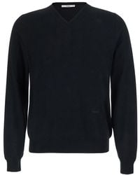 Fendi - V-Neck Sweater With Logo Lettering On The Front - Lyst