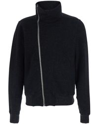 Rick Owens - 'Bauhaus Jogger' Sweatshirt With High Collar And Asymmetrical Zip Closure - Lyst