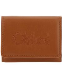 Chloé - Portafoglio Bi-Fold 'Sense' Con Logo Ricamato Tono Su Tono - Lyst