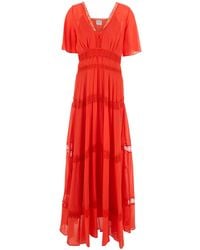 forte_forte - Long Dress With Lace Details And Underlay - Lyst