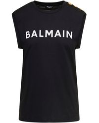 Balmain - T-Shirt Con Stampa - Lyst