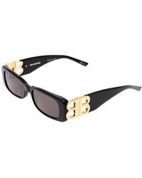 Balenciaga - 'dynasty Rectangle' Black Rectangular Sunglasses With Gold-tone Detailing In Acetate Woman - Lyst