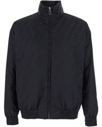 Fendi - Jacket With High Neck And All-Over Ff Motif - Lyst