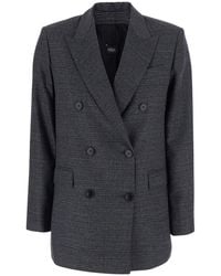 Le Plain - Double-Breasted Blazer With Tech Fabric Details - Lyst