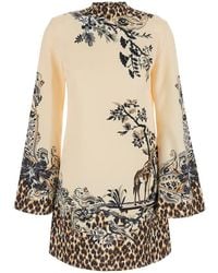 Etro - High-Neck Dress With Flared Long Sleeves And Print On - Lyst
